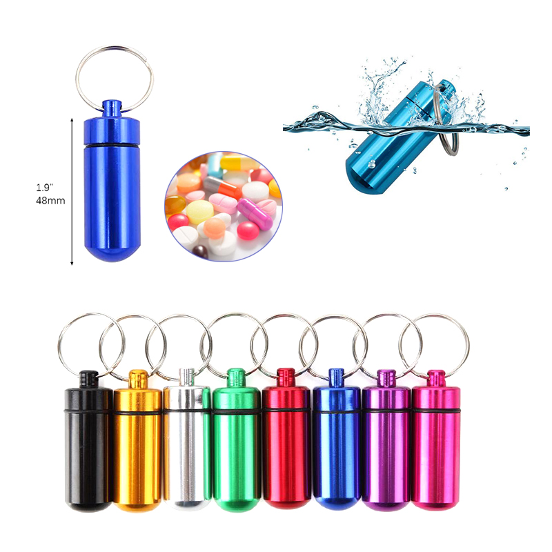 AluminumAlloy Portable Pill Bottle With Keyring 1