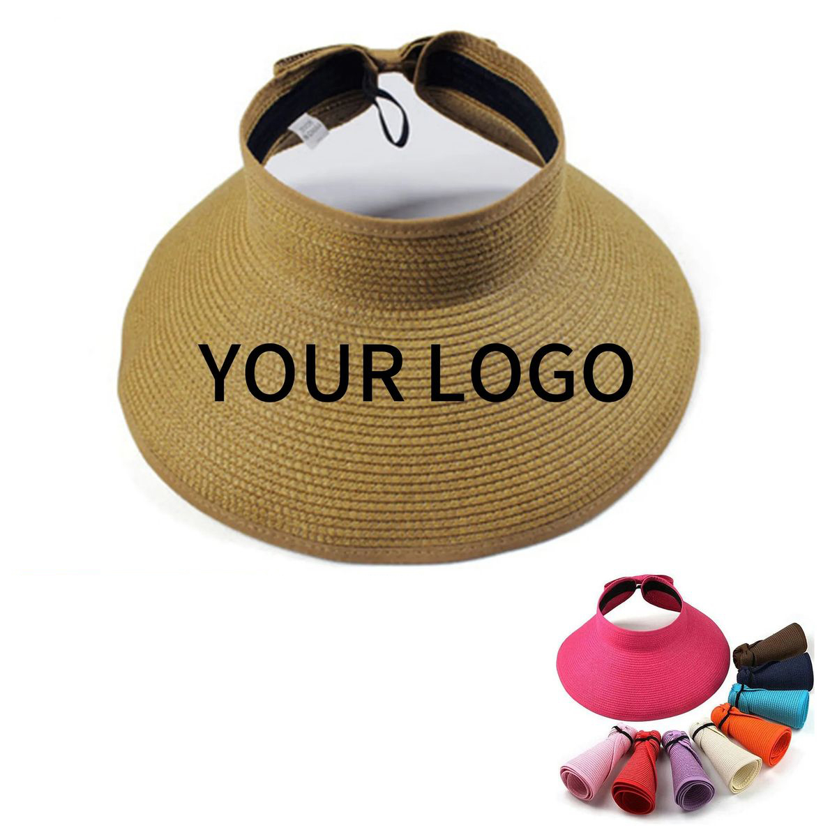 Adjustable Straw Visor With Hook And Loop Strap 1