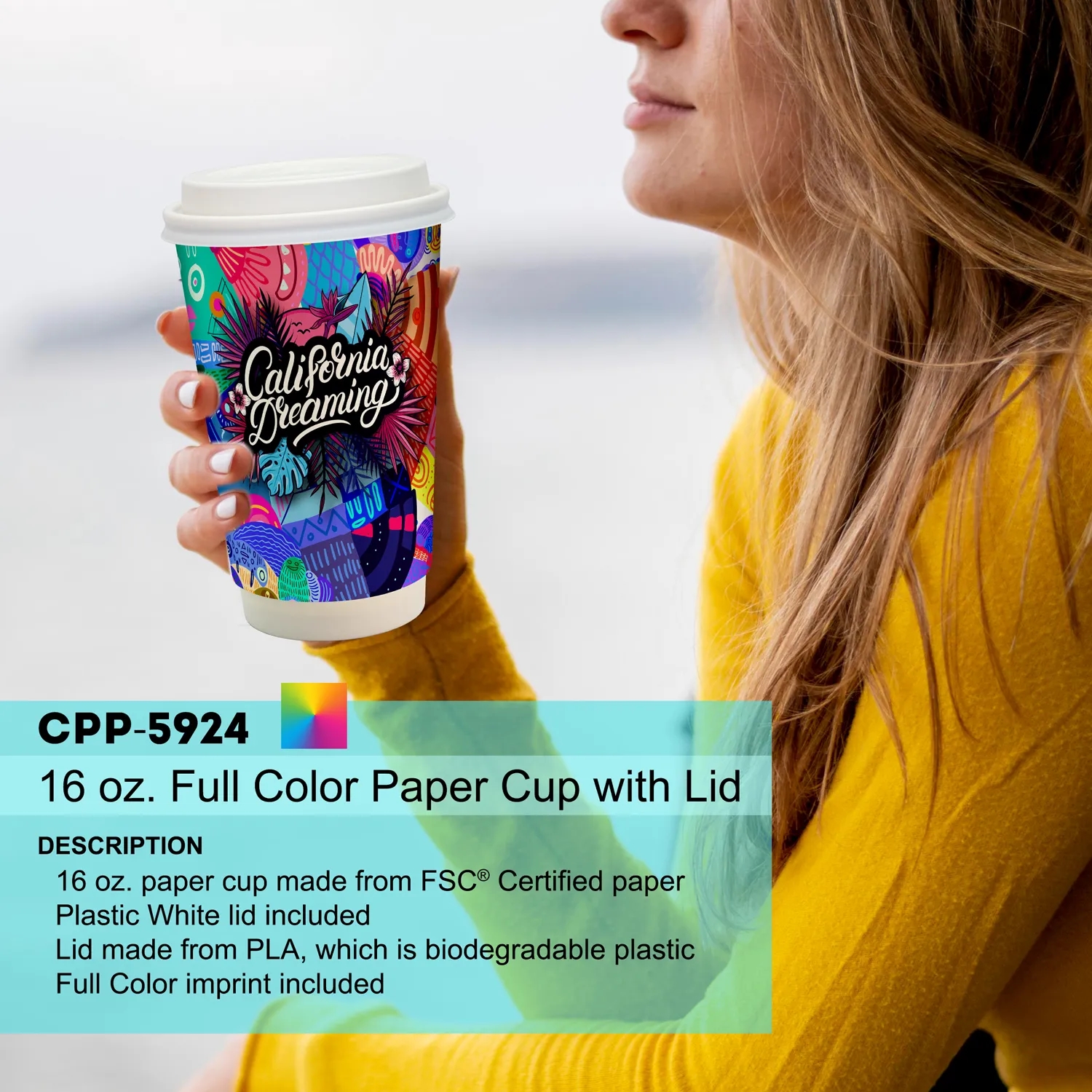 16 oz. Full Color Paper Cup with Lid 2