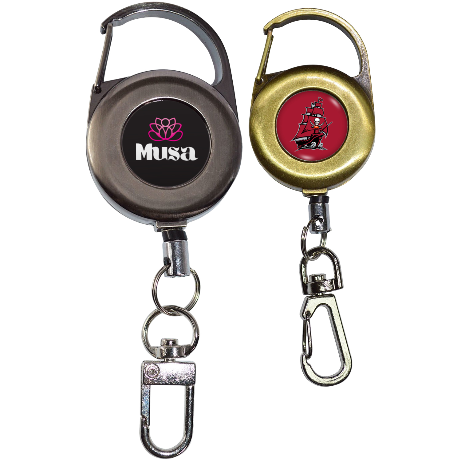 Outdoor Zinc Alloy Round Carabiner Badge Reel w/ Lobster 1