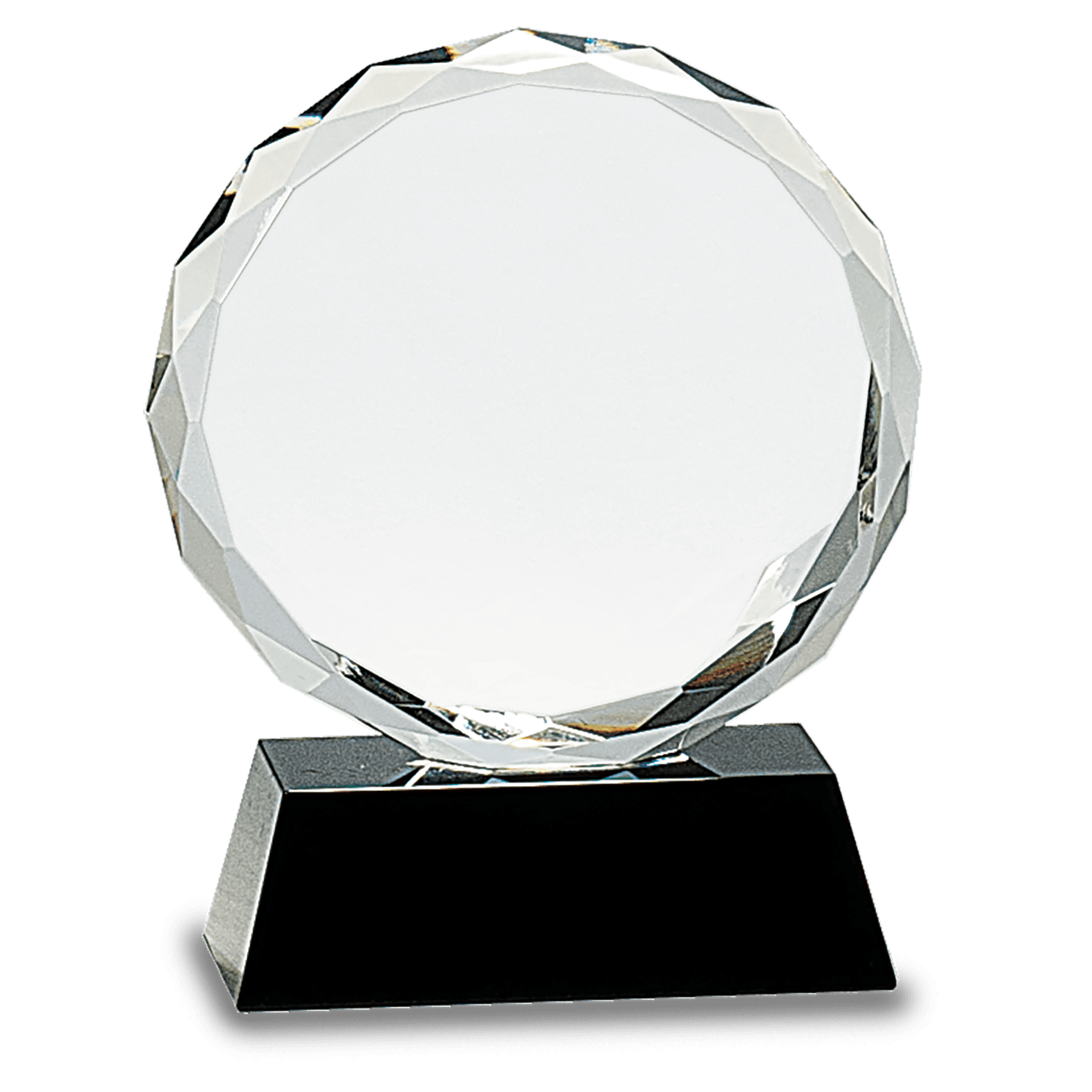 Round Facet Crystal On Black Pedestal Base 3