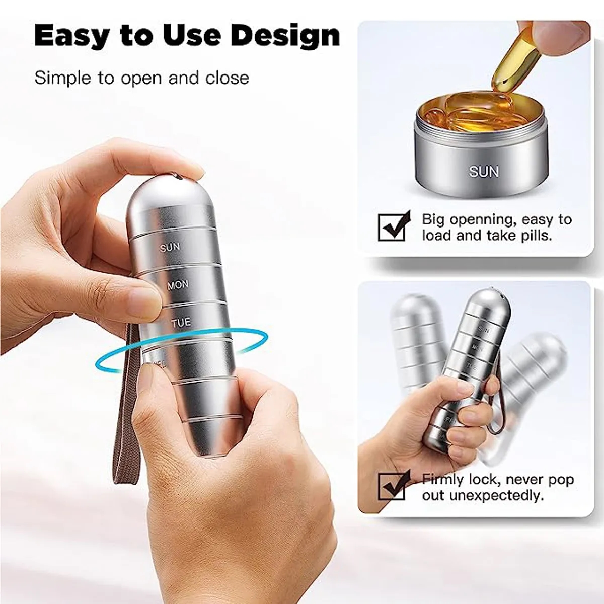 Portable Small Travel Waterproof Metal Weekly Pill Organizer 10