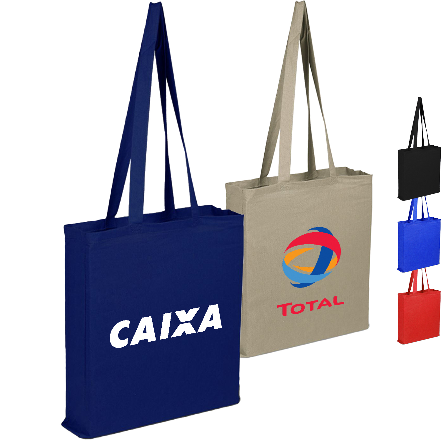 100% Cotton Canvas Sheeting Tote Bag w/ All Side Gusset USA Decorated (15" x 16") 1