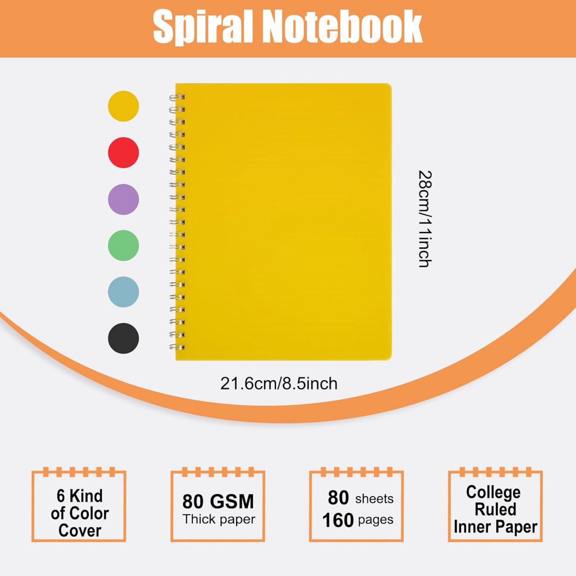 A4 80 Sheets College Ruled Notebook With Plastic Waterproof Cover 2
