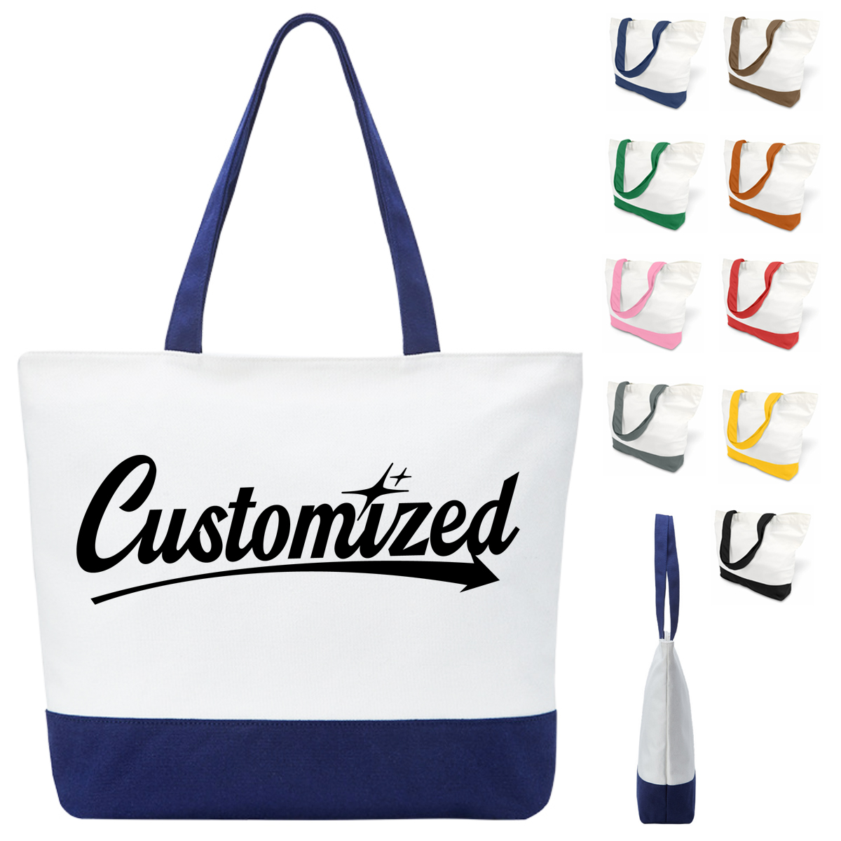 Canvas Tote Bag with Contrast Base, custom tote bag with logo imprint 2