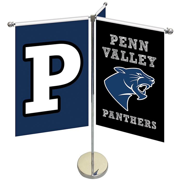 11-19.7" Metal Telescopic Flagpole with Three Double Sided Banners 3