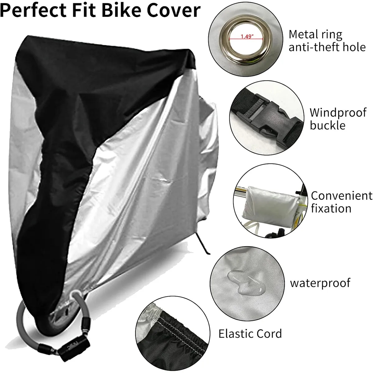 Sun UV Dustproof Waterproof Bike Cover With Lock Hole 5
