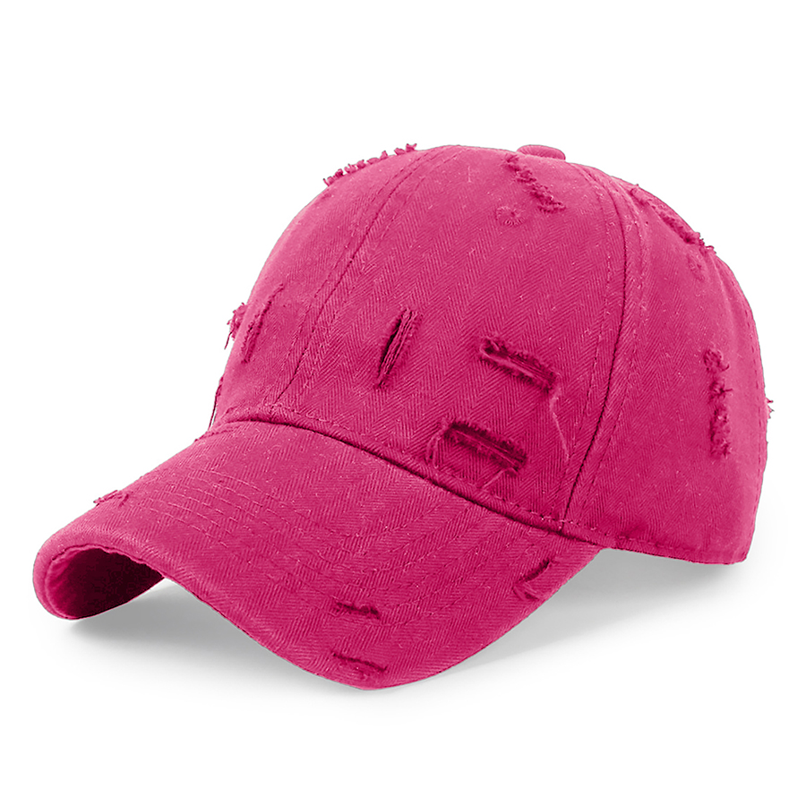 Stock Solid Color Ripped Cotton 6-Panel Baseball Cap 27