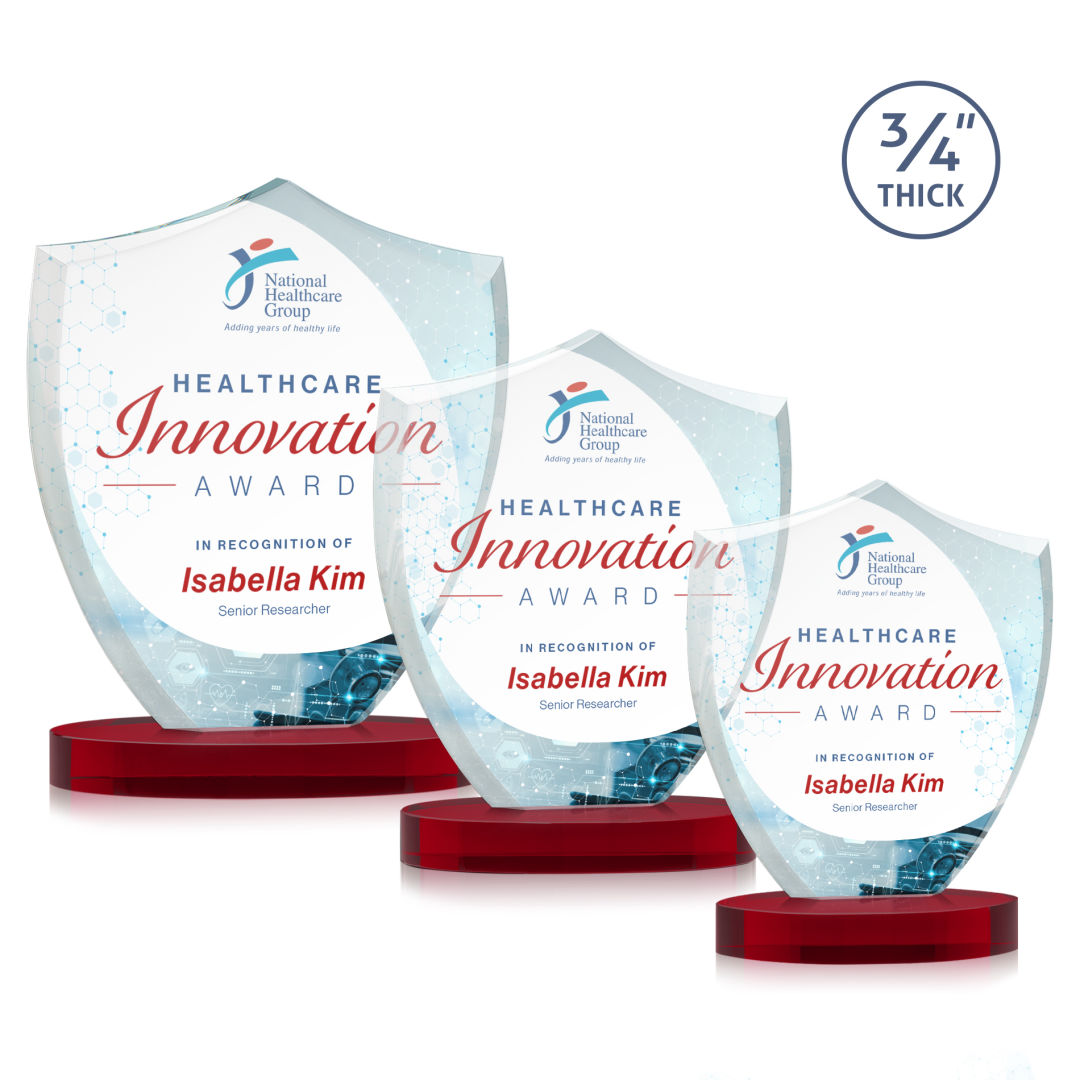 Scudo Shield VividPrint™ Award on Alberton Base - Red 12