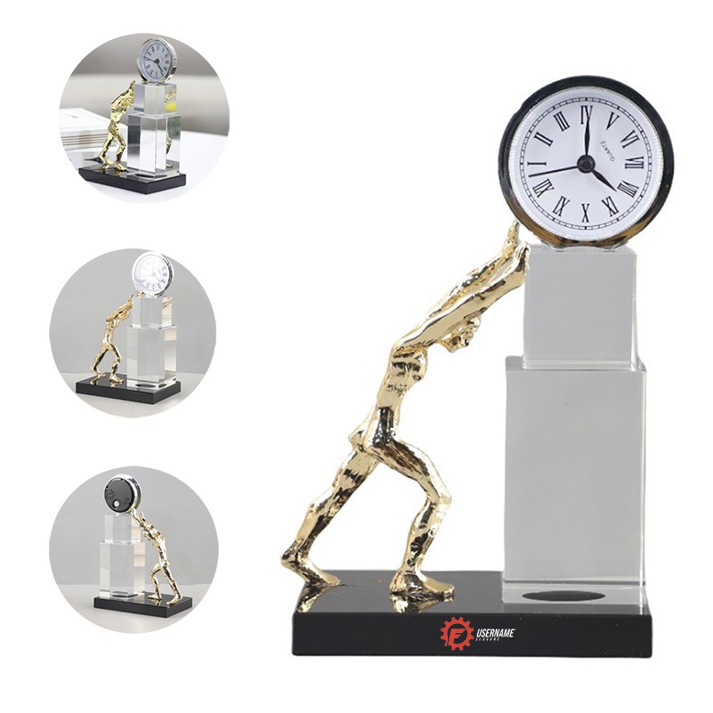 Scandinavian Creative Sports Push Ball Crystal Clock Glass Desk Table Clock 2