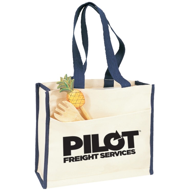 Canvas Gusset Tote w/Colored Handles 14