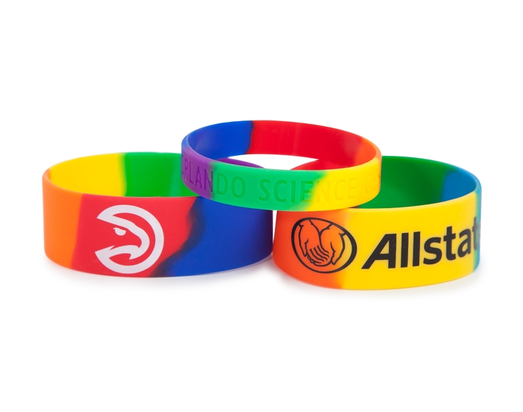 1" Segmented Rainbow Silicone Wristband 4