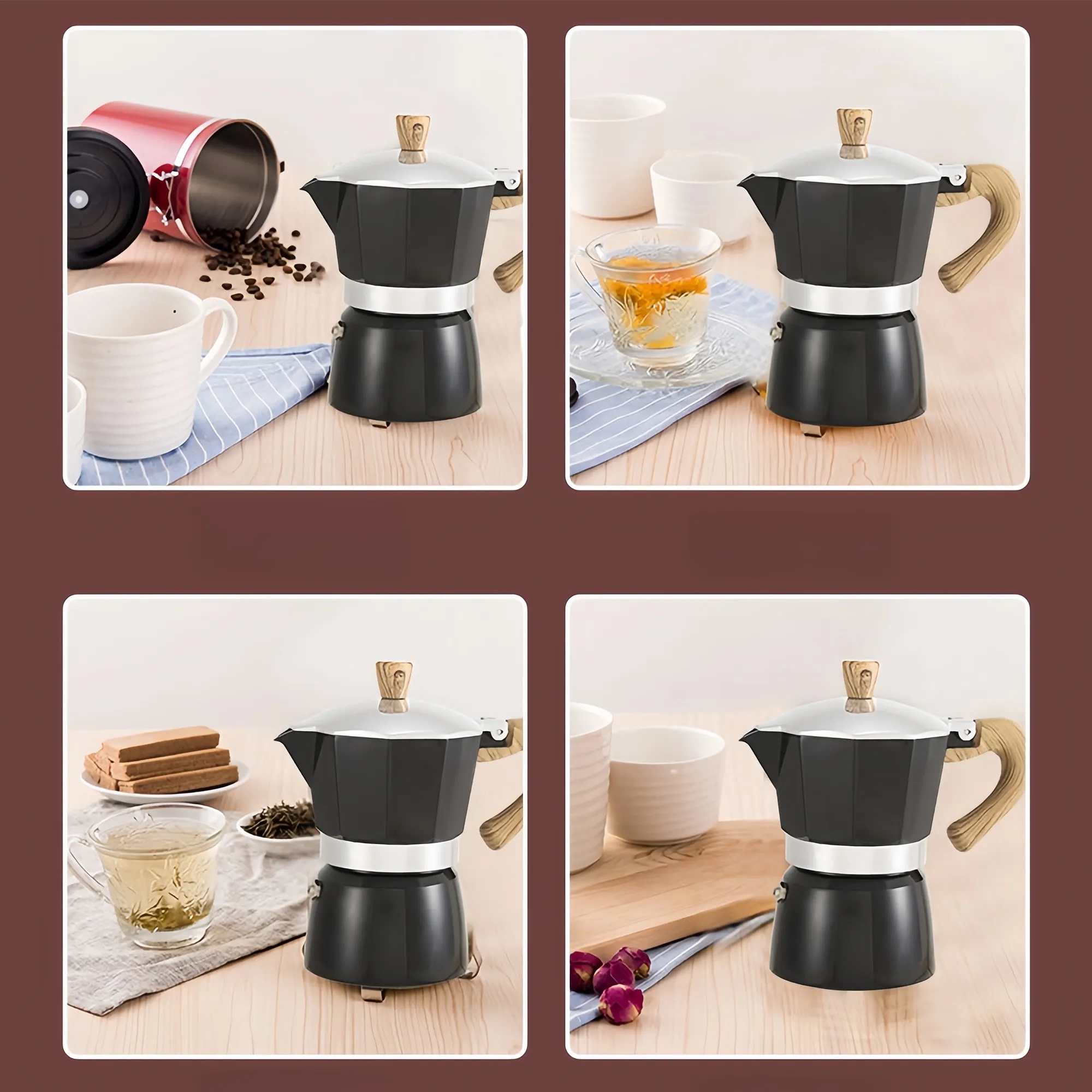 European Style Coffee Pot With Wood Grain Handle 2