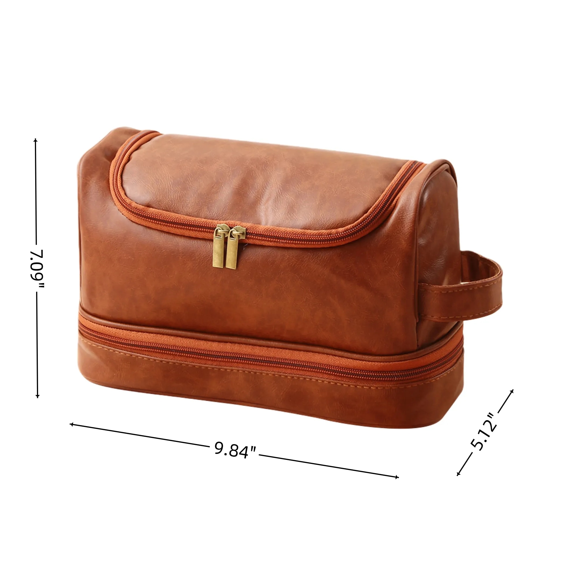 Leather Travel Cosmetic Organize Toiletry Bag with Handle 3
