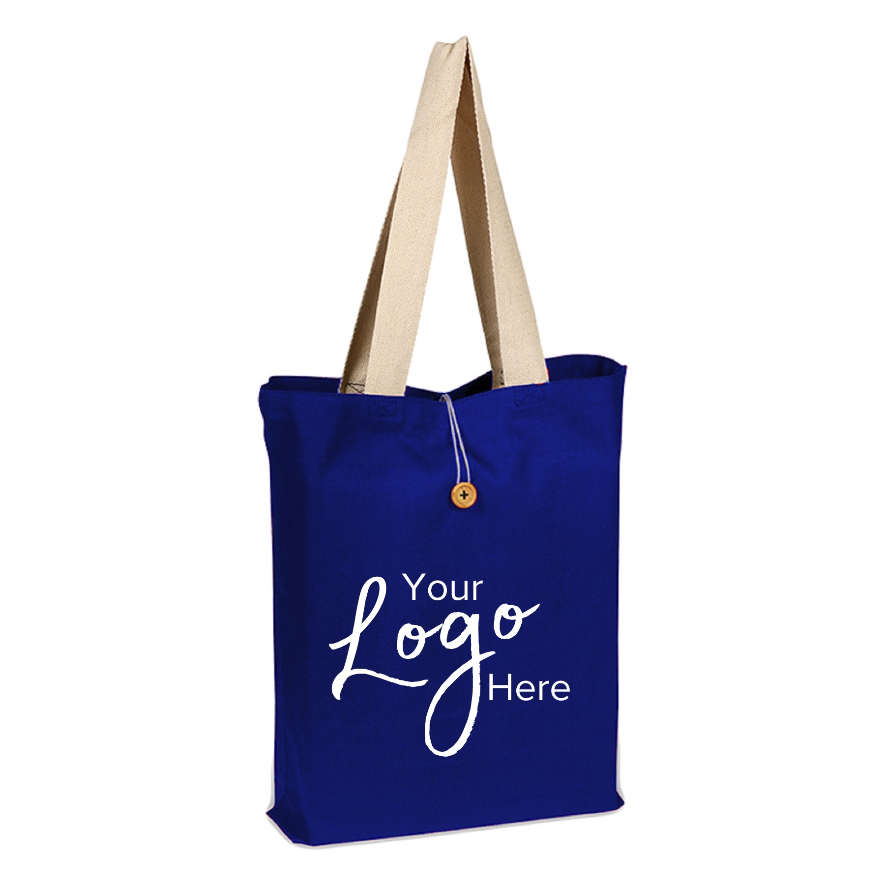 Button-Up Tote Bag with Natural Handles 15"x16"x3" (Domestically Decorated) 5