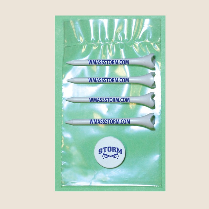 Golf Tee Poly Bag Pack w/ Four 2 3/4" Aerodynamic Tees & 1 Marker 1