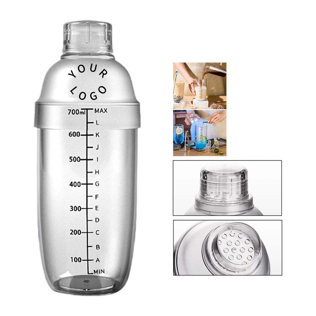 Large Capacity 24oz Black Cocktail Mixing Shaker 2