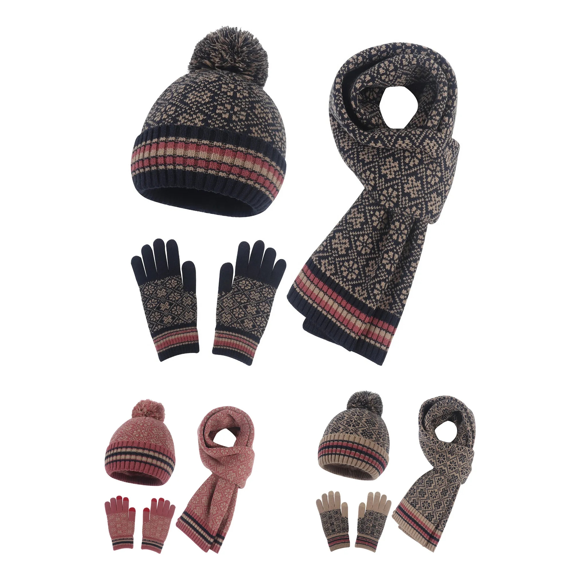 Winter Warmth Trio Set Beanie, Gloves, and Scarf Hats 3