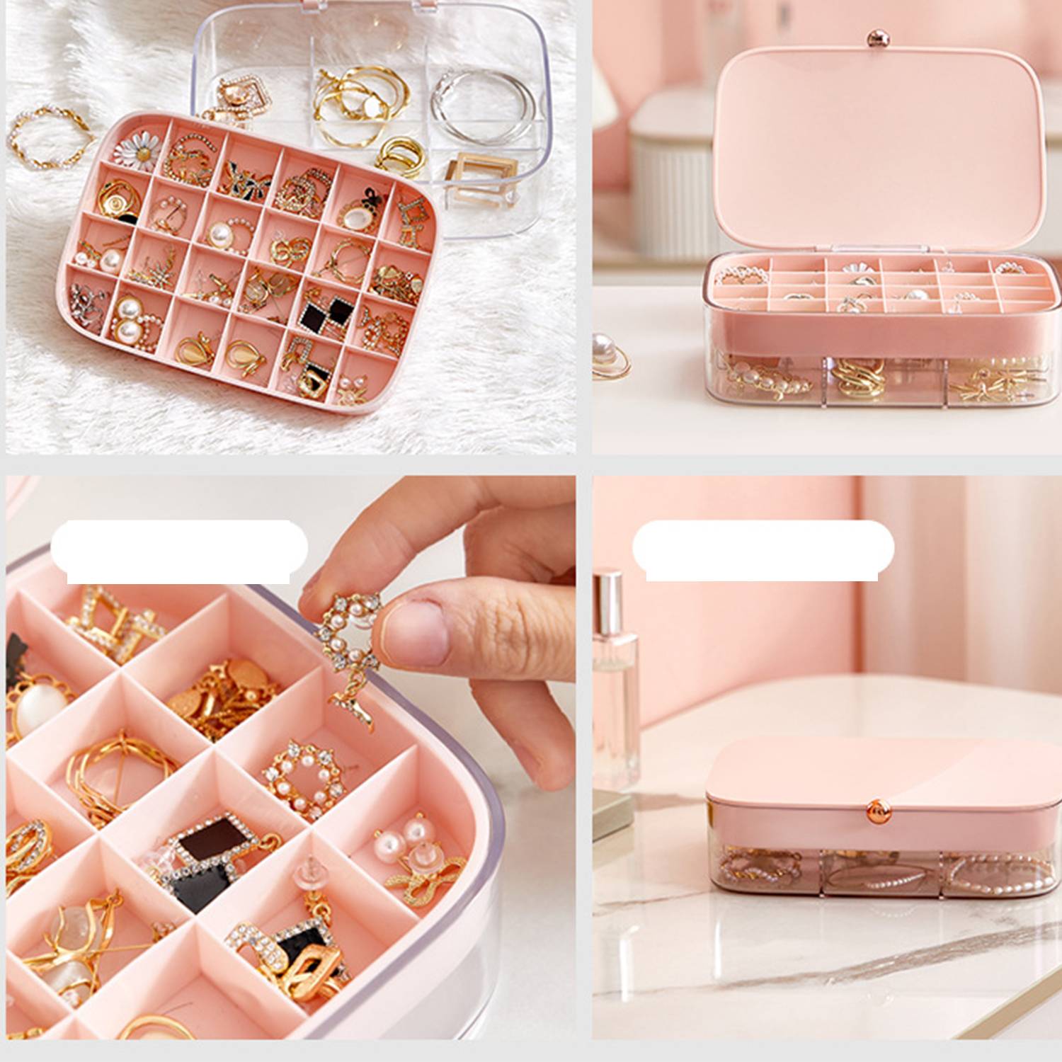 Shining Necklace Jewelry ABS Double Layer Storage Box 4