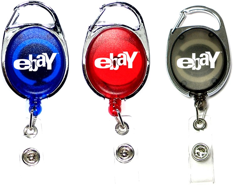 Oval shape retractable badge holder with carabiner clip 1