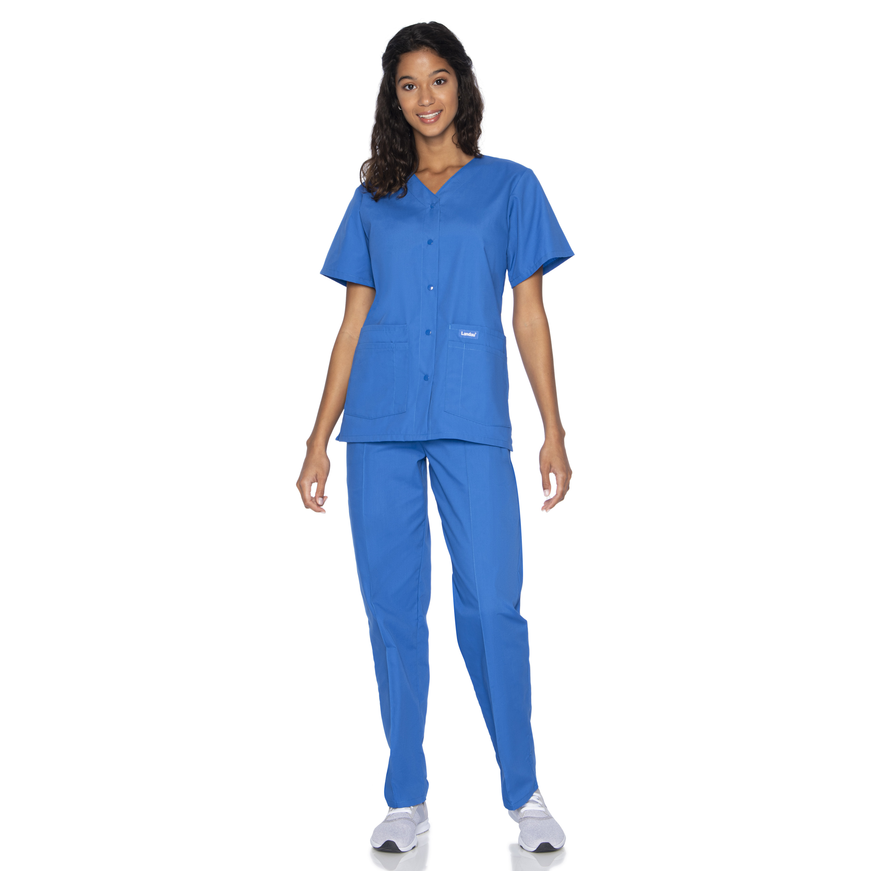 Landau - Essentials - Women's Four-Pocket Snap-Front V-Neck Top 10