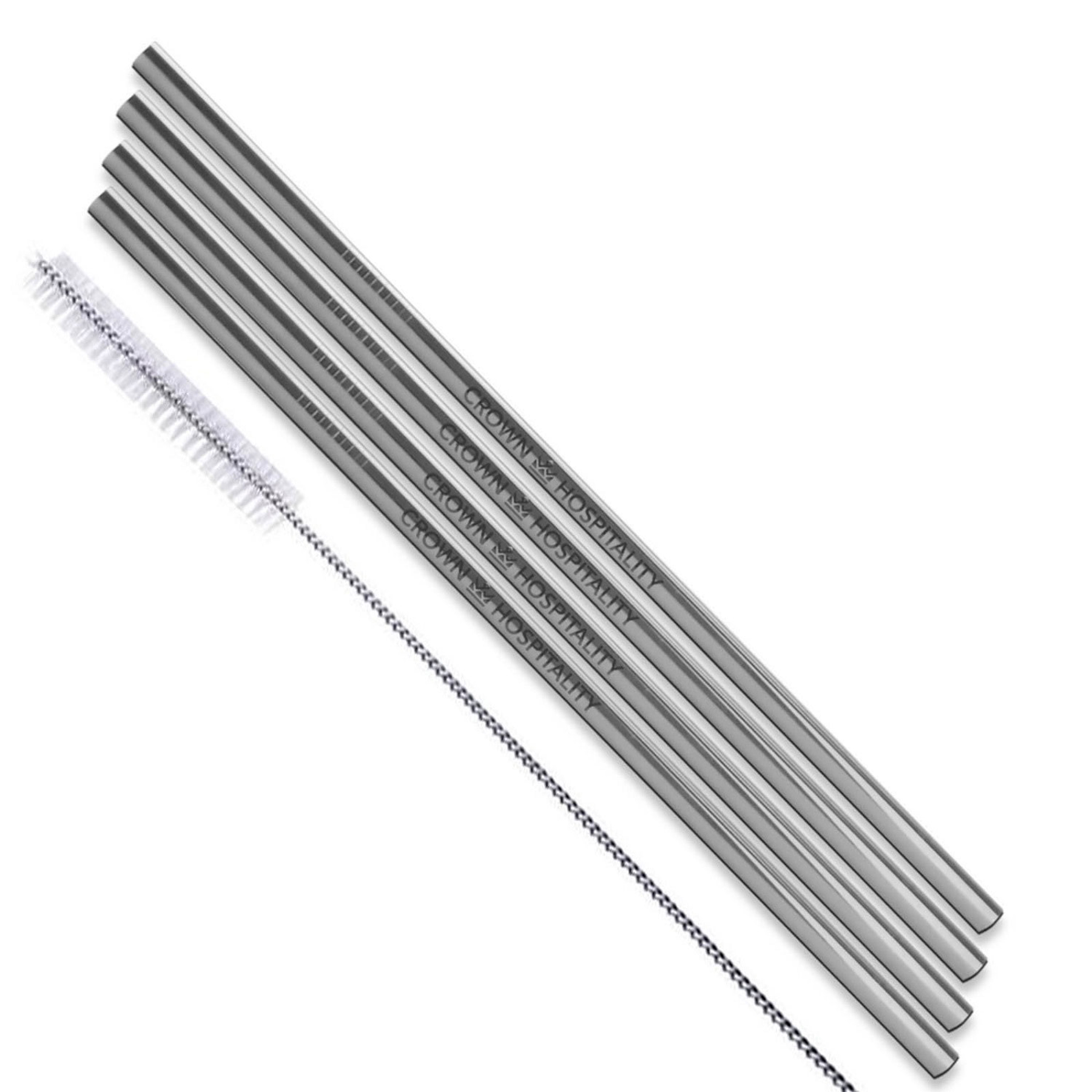 Straight Stainless Steel Straws: Set of 4 in Silver 1