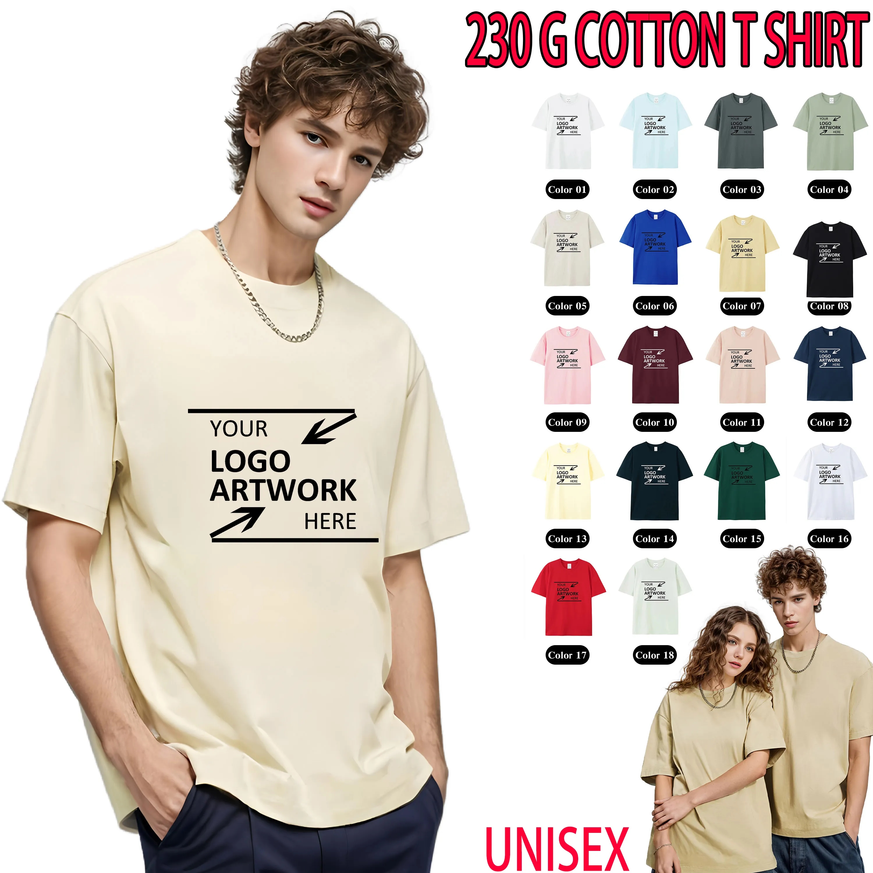 Bulk 230G Heavyweight Cotton Tshirts Blank For Custom Logo Printing 2