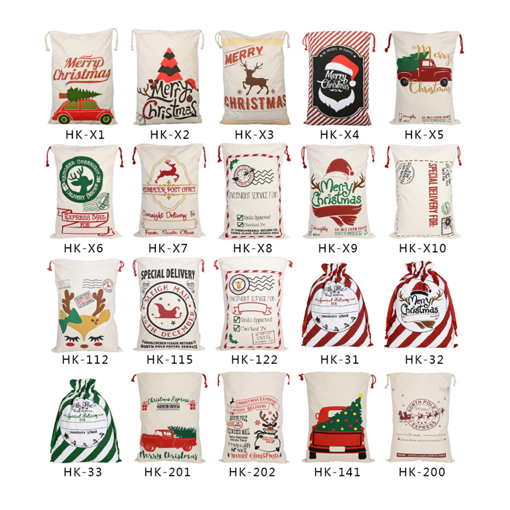 50x70CM Christmas Canvas Gift Bag Drawstring Bag 5