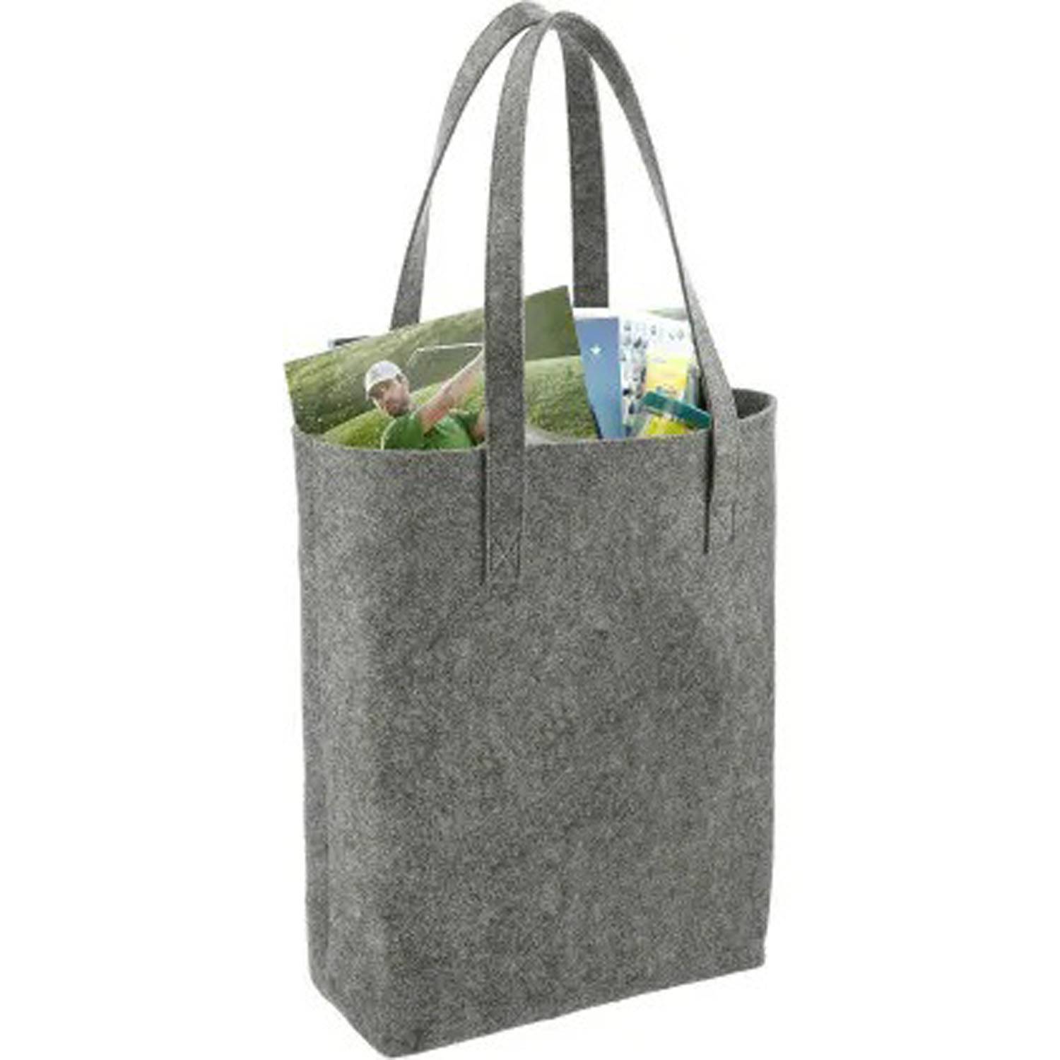 Custom Reusable Felt Tote Bag for Grocery Shopping w/ Handle, custom tote bag with logo imprint 4