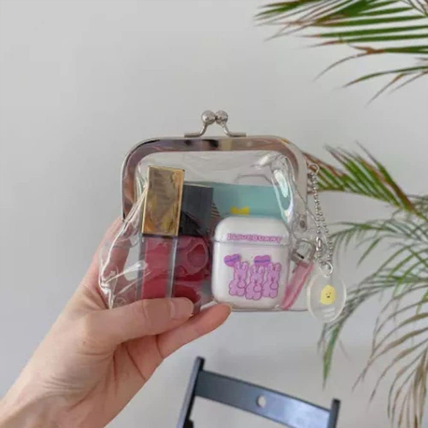 Clear PVC Iron Clip Card Cash Keys Coin Purse 2