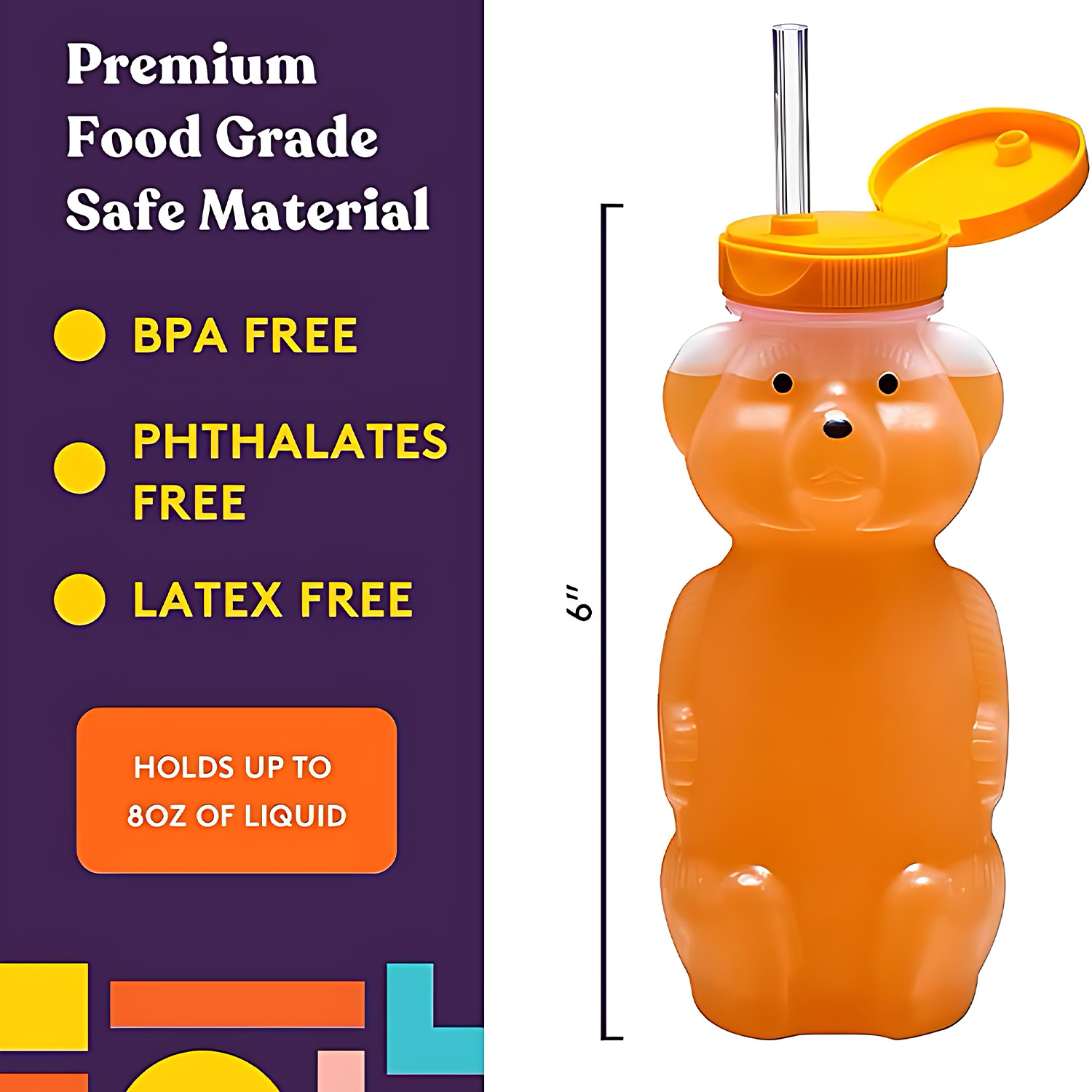 Clear bear drink cup w/ silicone straw 3
