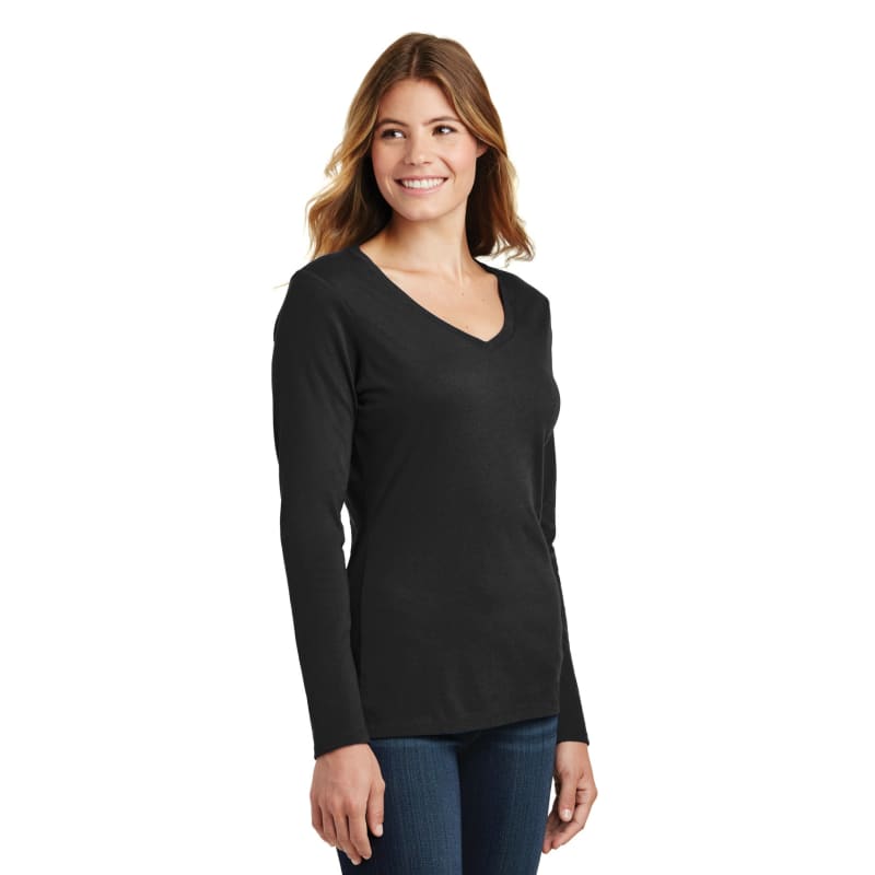 Port & Company Women's Long Sleeve Fan Favorite V-Neck Tee. 104