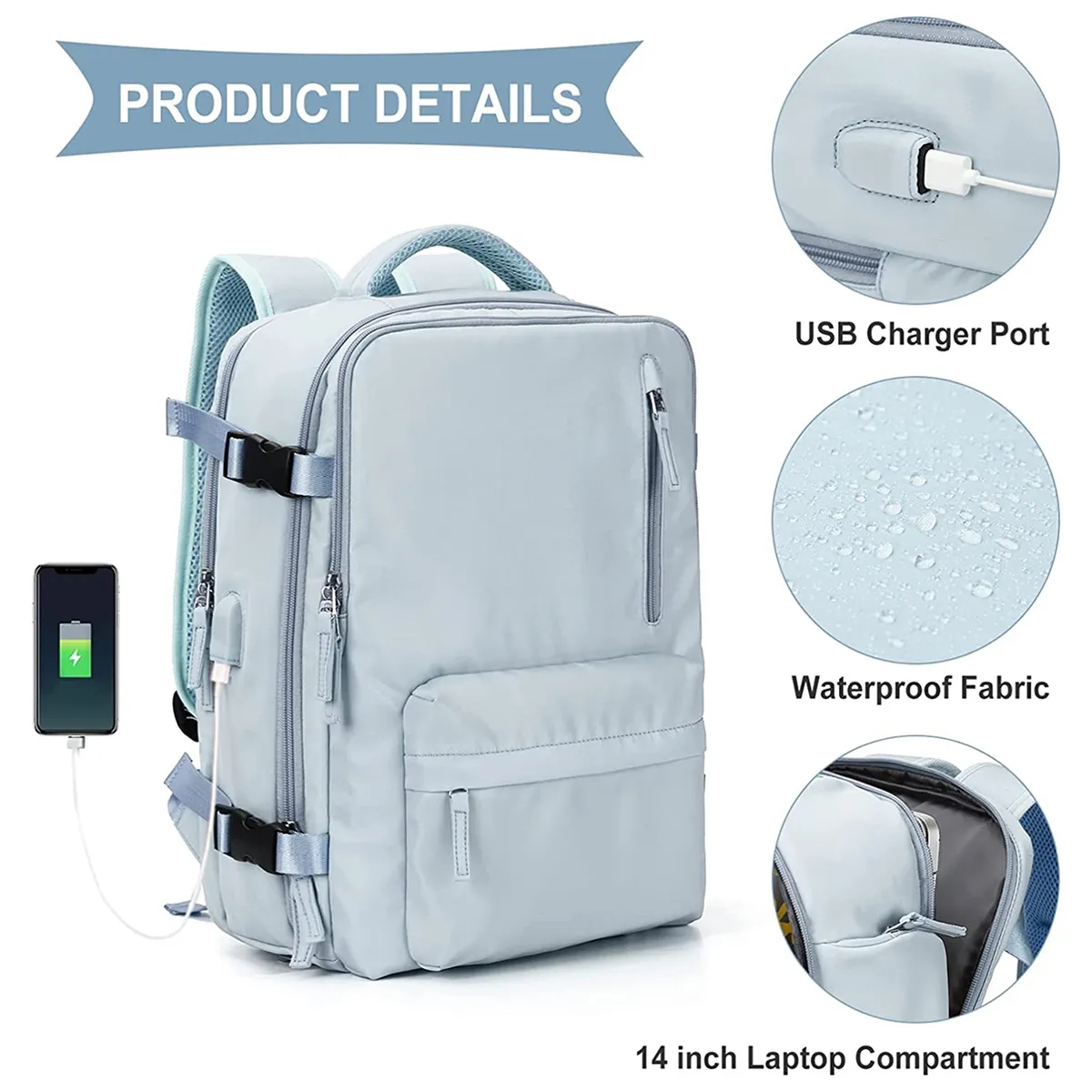 Expandable Flight Approved Backpack With Shoe Compartment 7