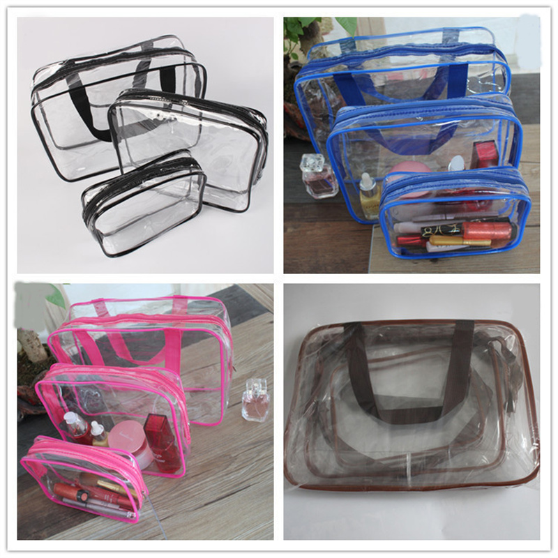 3-Piece Clear Zippered Cosmetic Bag Set 2