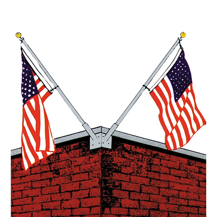 10' Double Corner Set Wall Mounted Flagpole with Bracket 2