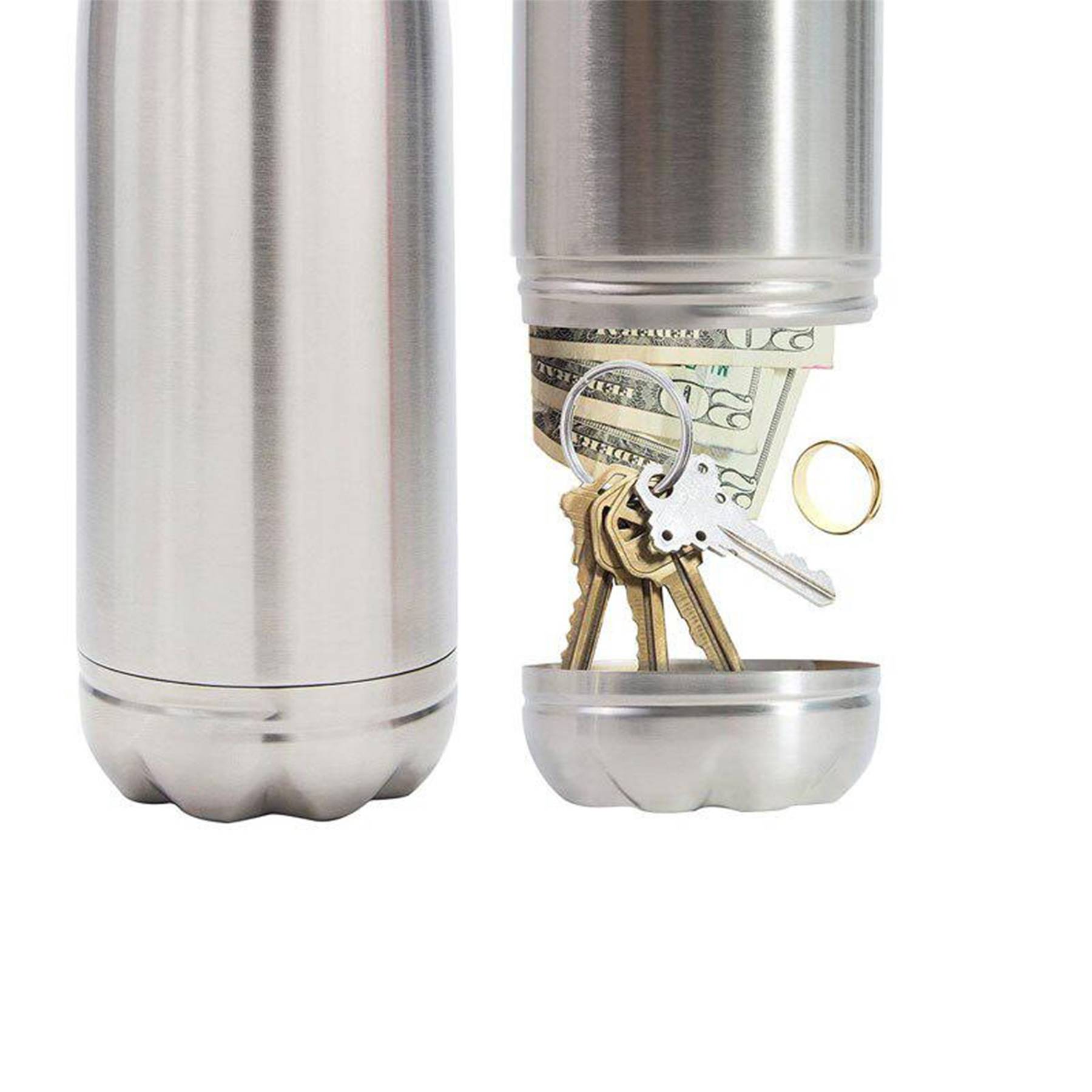Stainless Steel Water Bottle With Private Money Box 3