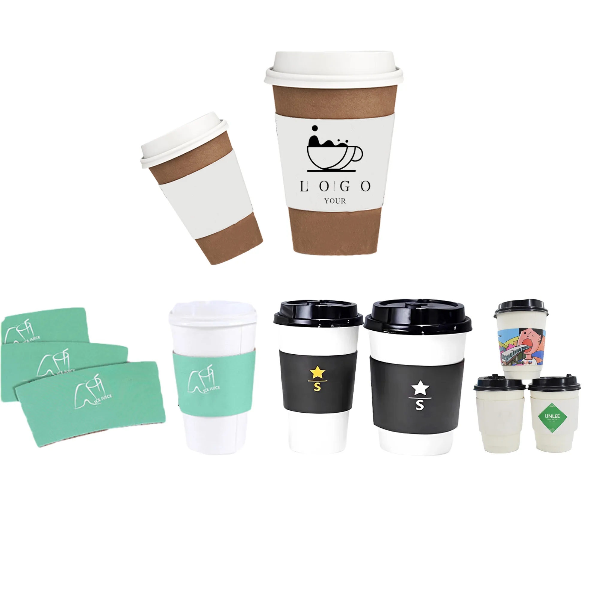 MOQ 100 9 oz Kraft Coffee Cup Sleeve 2