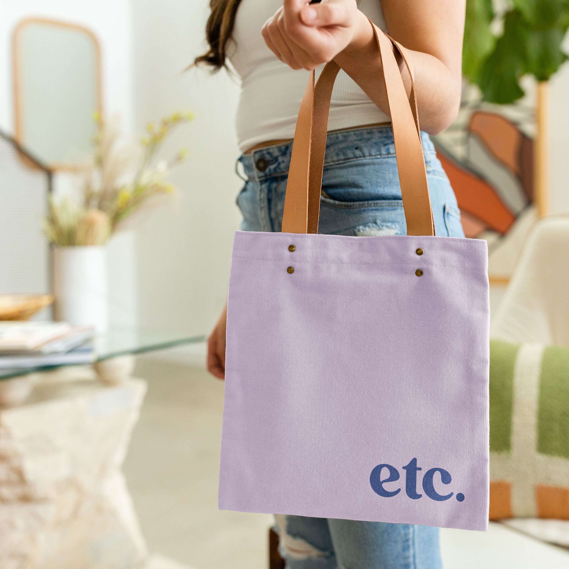 TEENY TINY - COLORED CANVAS WITH LEATHER HANDLES