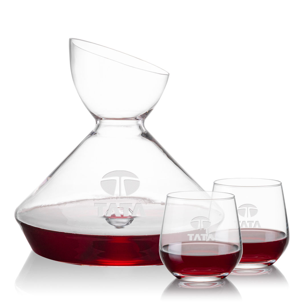 Woodbury Carafe & Garland Stemless Wine 5