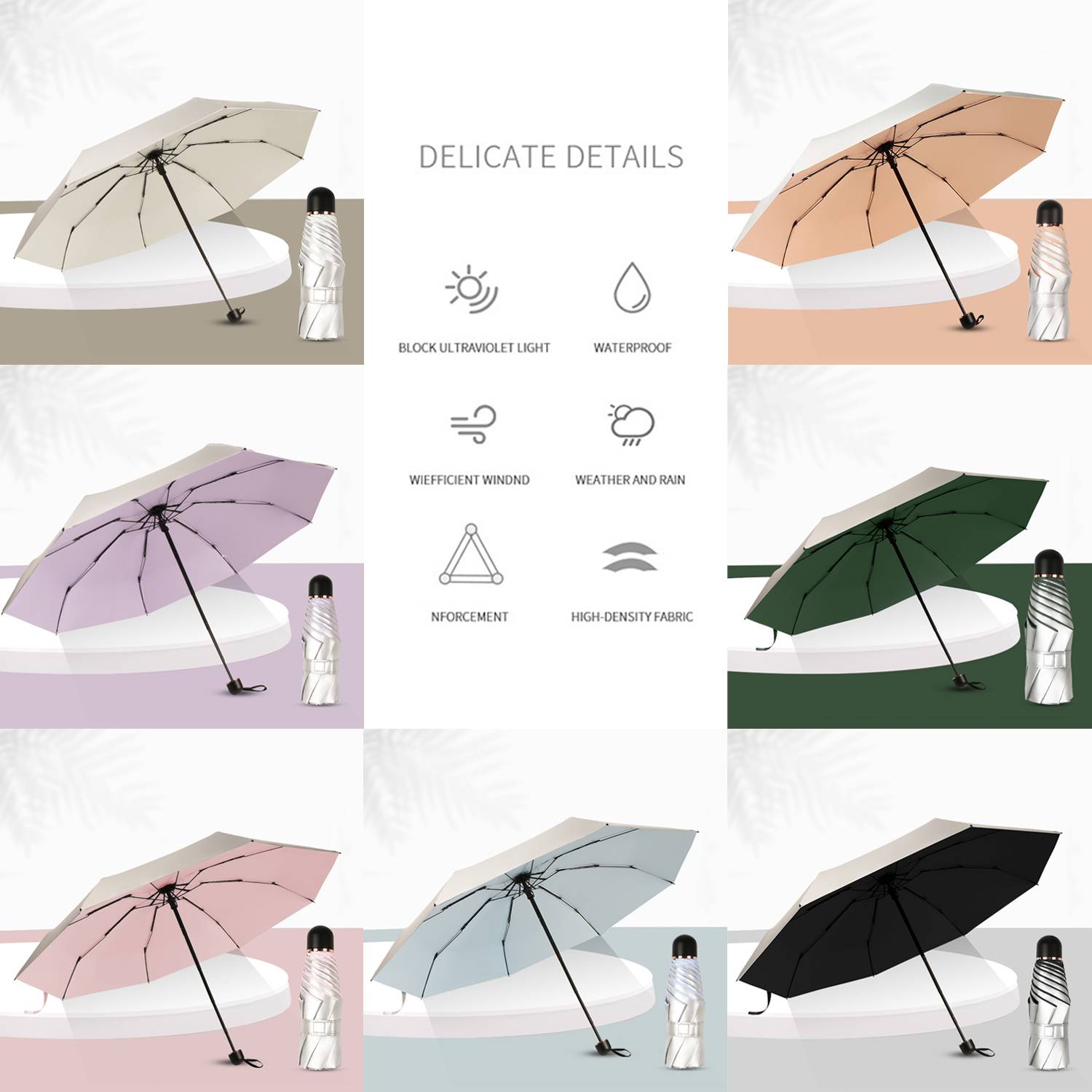 Mini Titanium Silver Coating Sunscreen Umbrella 2