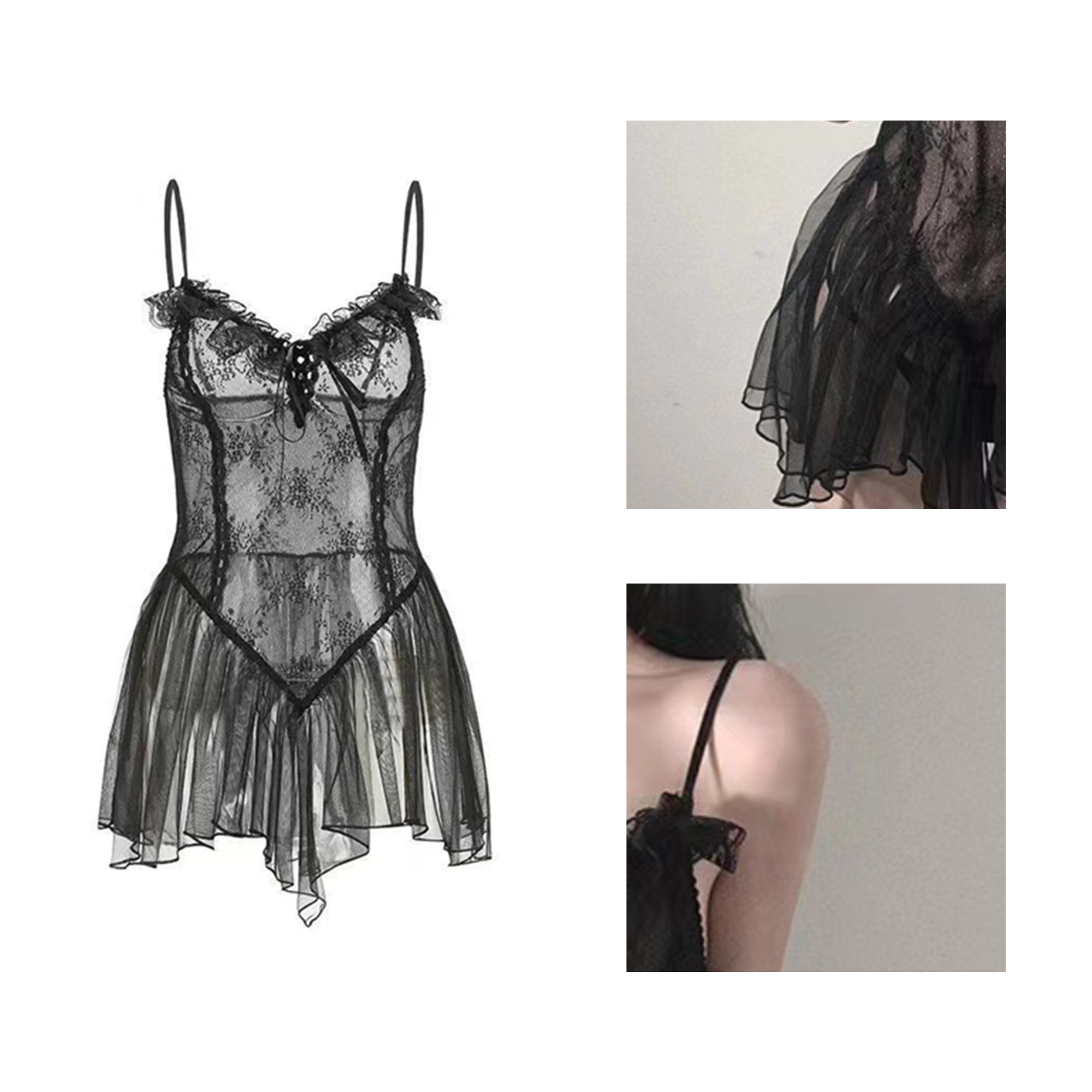 Exquisite Lace Mesh Suspender Straps Sexy Lingerie with Elegant Design 1