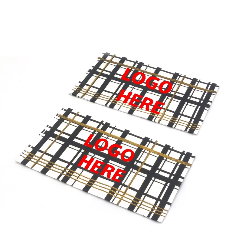 Custom Gold Foil Black And White Stripe Paper Napkins 3