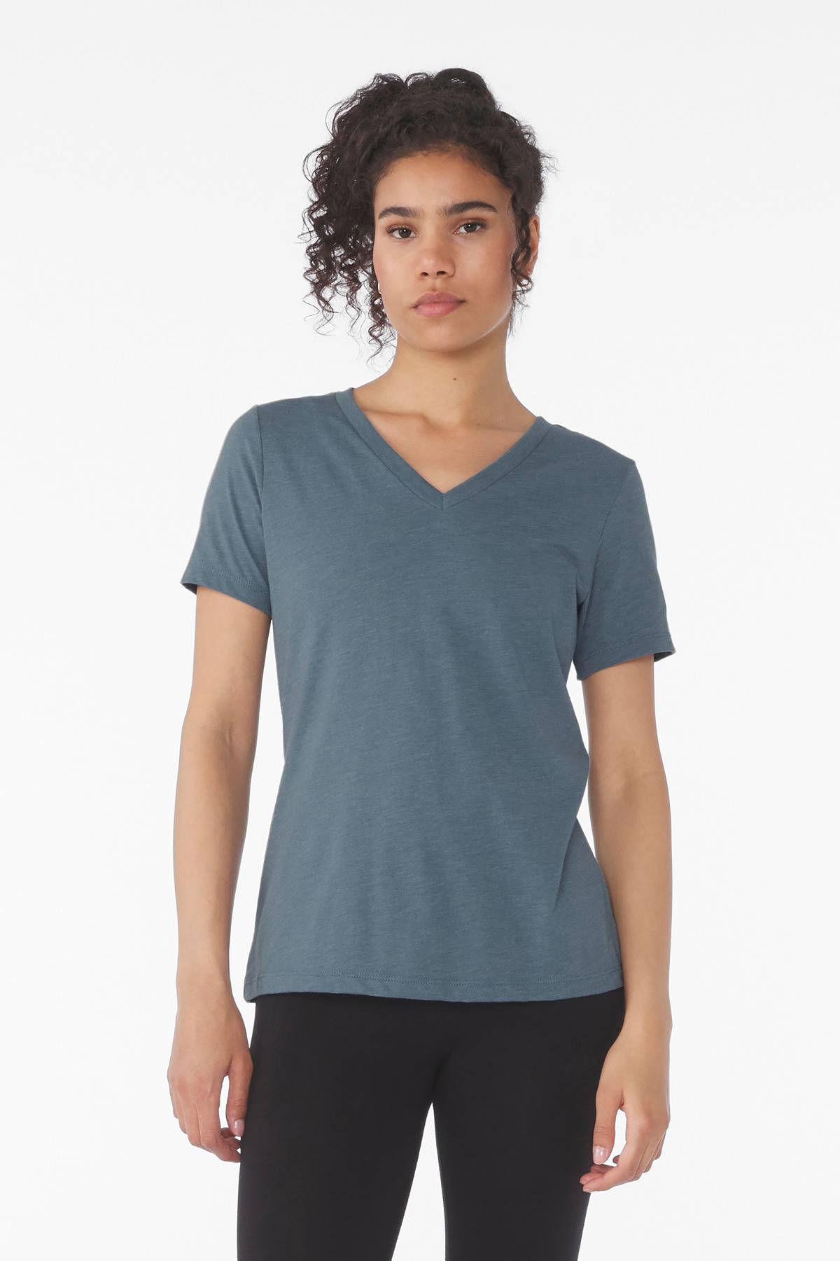 BELLA+CANVAS Women's Relaxed Heather CVC V-Neck Tee BC6405CVC 16
