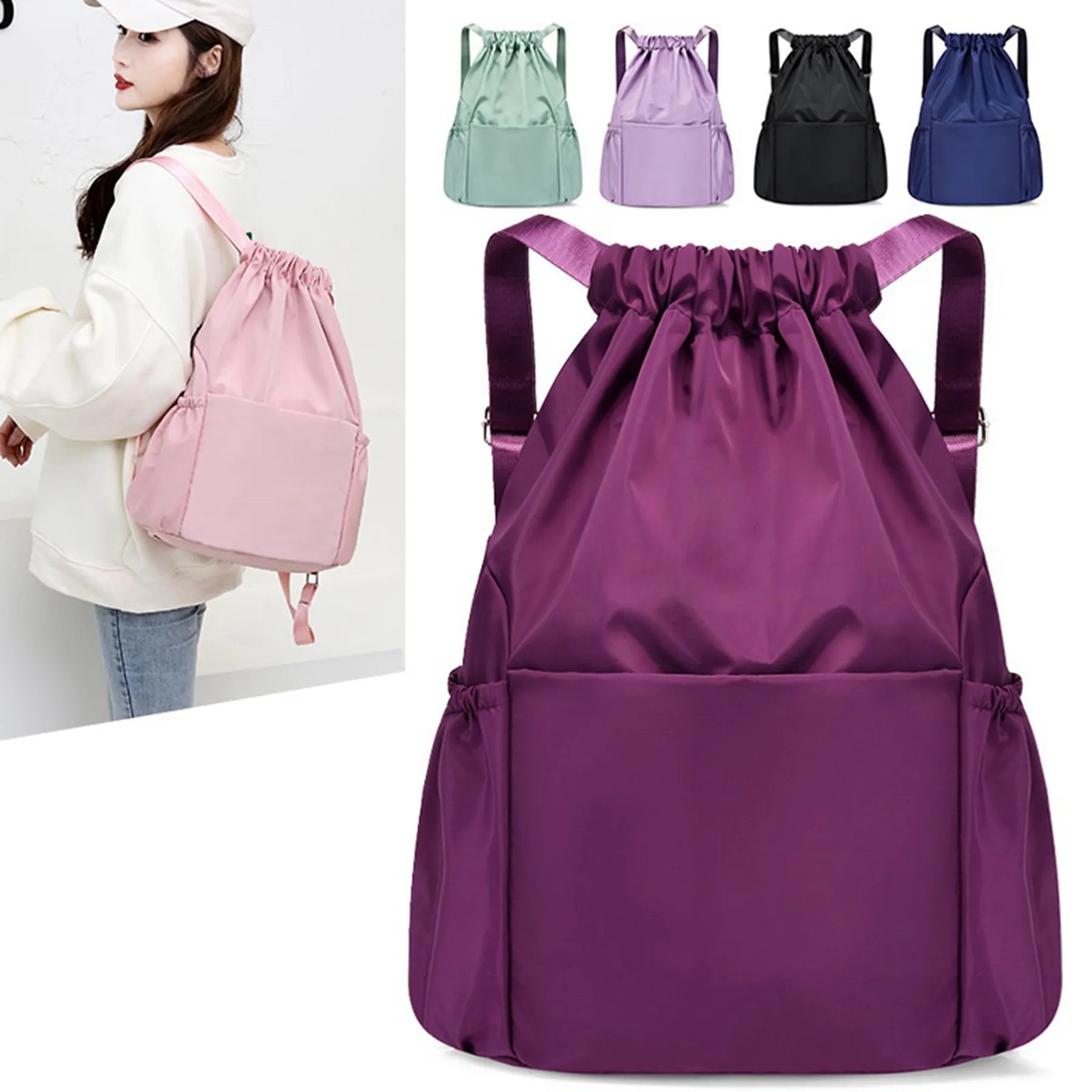 Waterproof Basketball Drawstring Backpack with Mesh Pocket 12