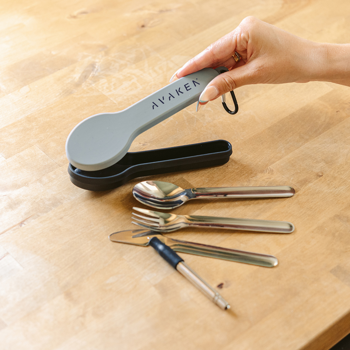 Travel Utensil Set With Silicone Holder 6