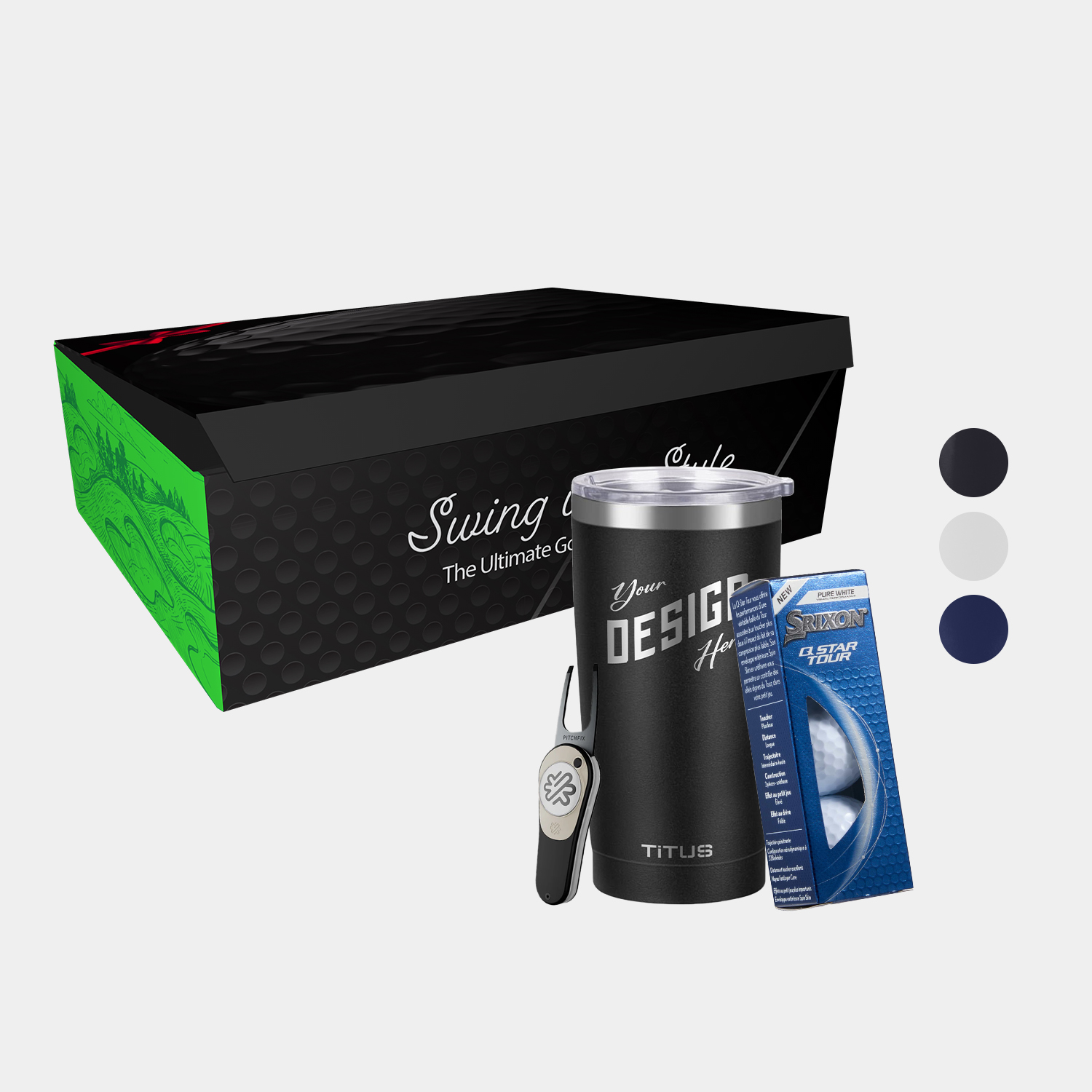 20 oz TiTUS® SS Tumbler, Srixon® Golf Balls & Pitchfix® Icon Divot Tool Gift Set 6