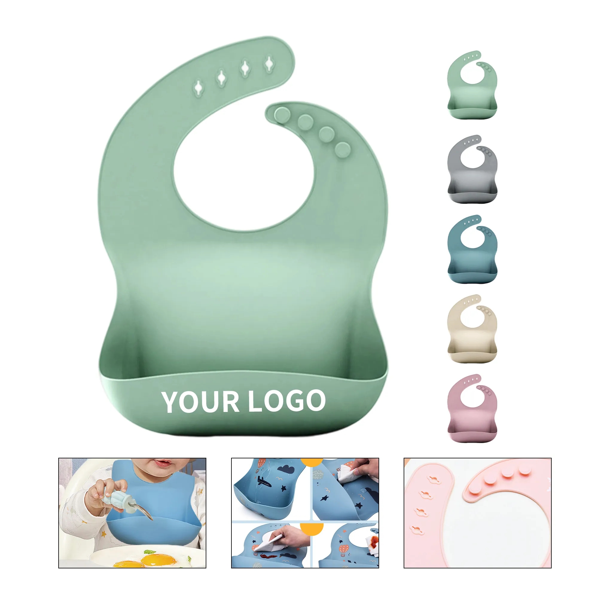 Silicone Baby Bib with Adjustable Strap 4