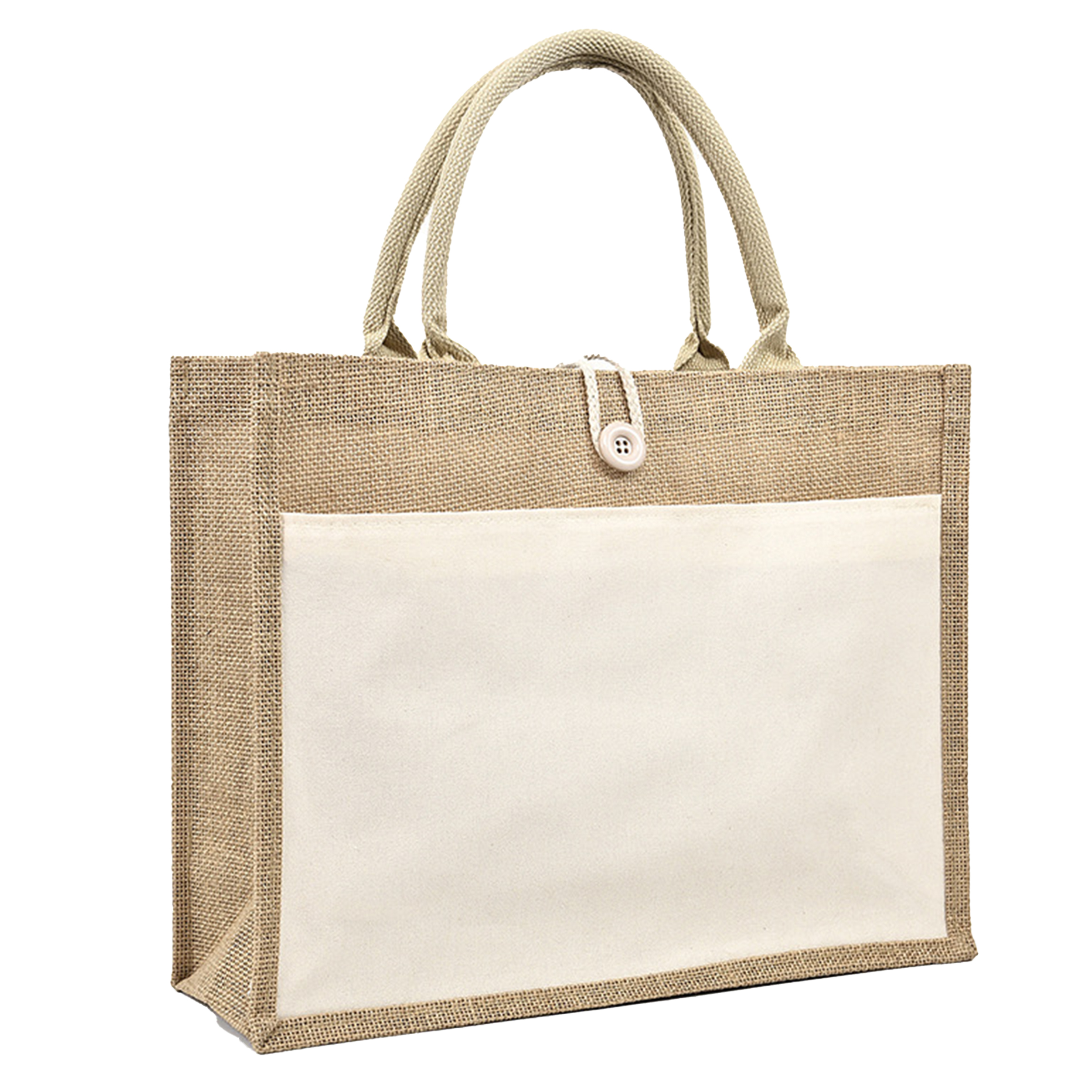 Jute Large Capacity Waterproof Hand-Held Shopping Bag, custom tote bag with logo imprint 5