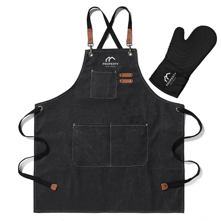 Premium Gift Set - Canvas Apron & Silicone Oven Mitt 5