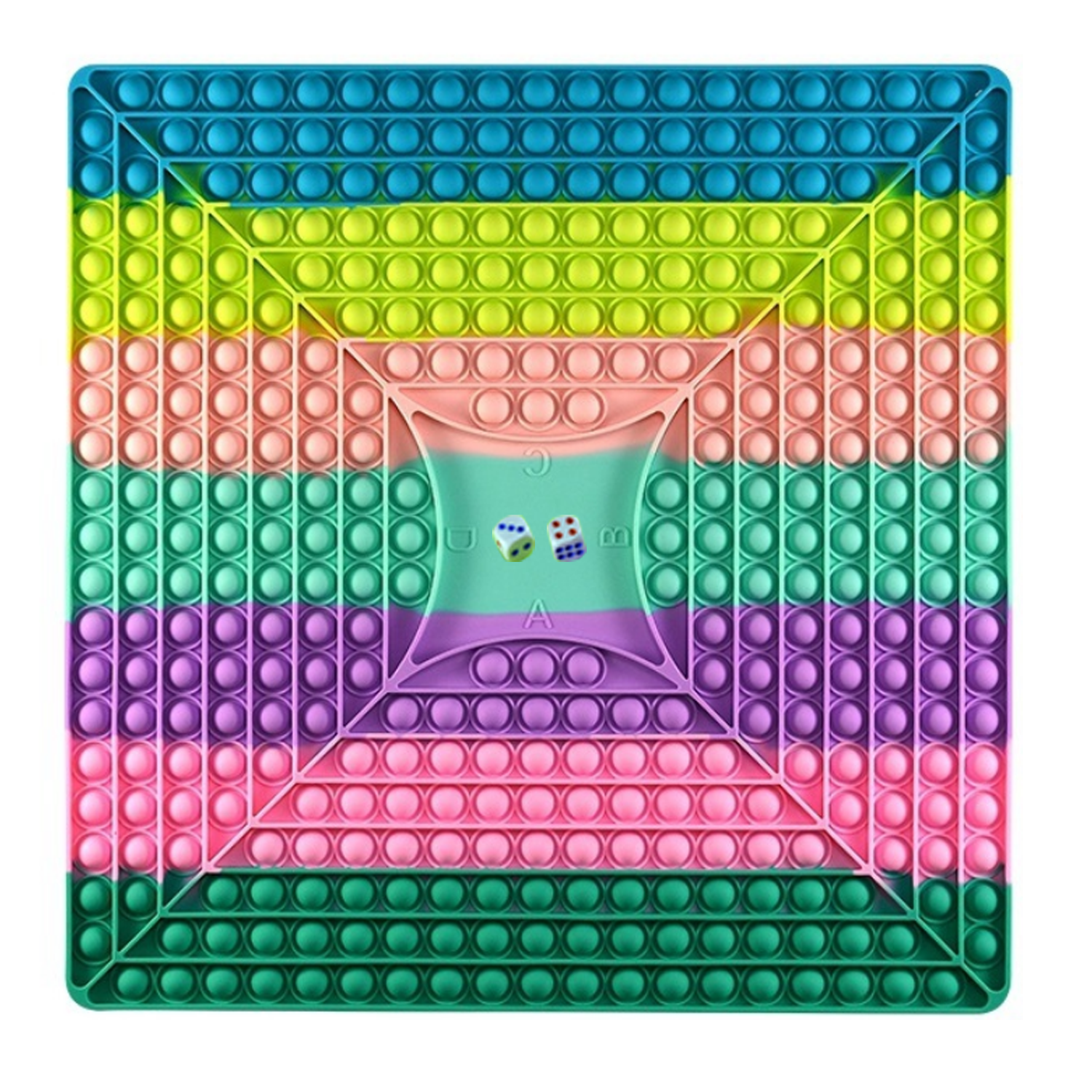 Square Silicone Push Pop Bubble Chess Board with Dice 2